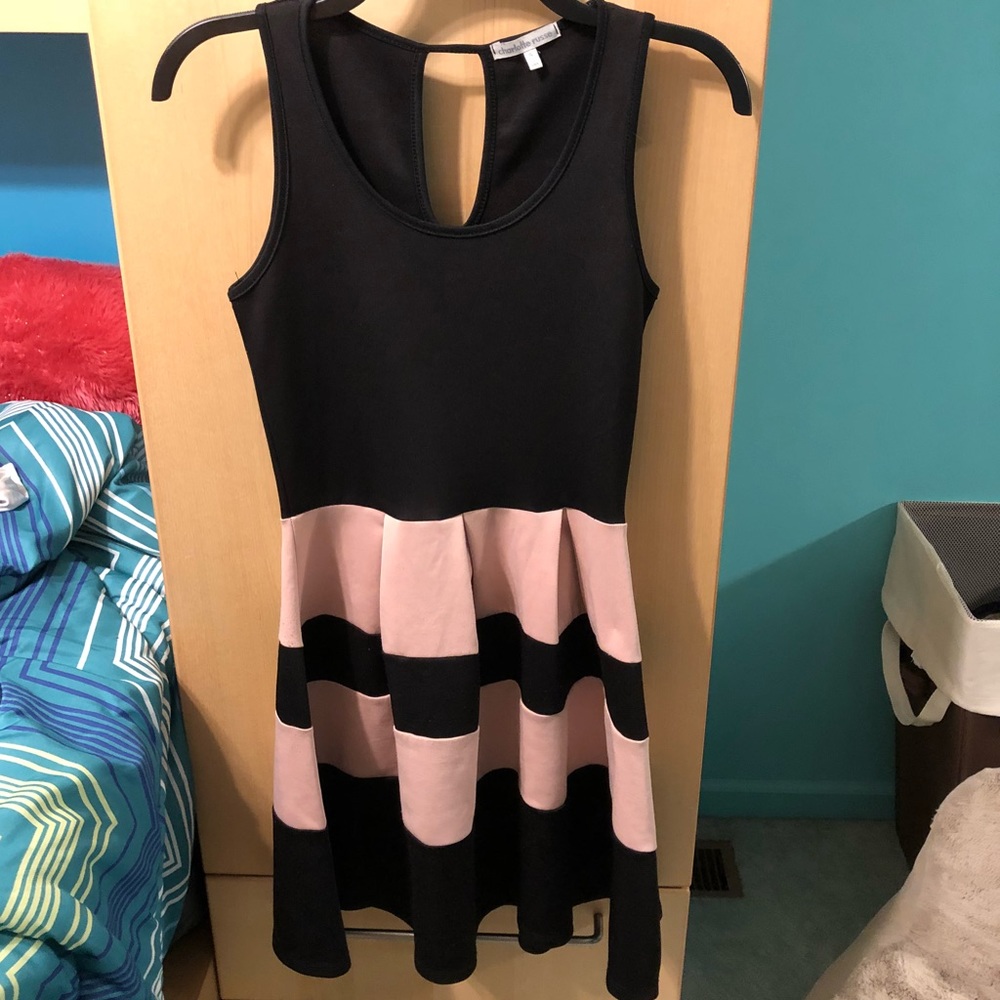 Pink & Black Pleated Dress